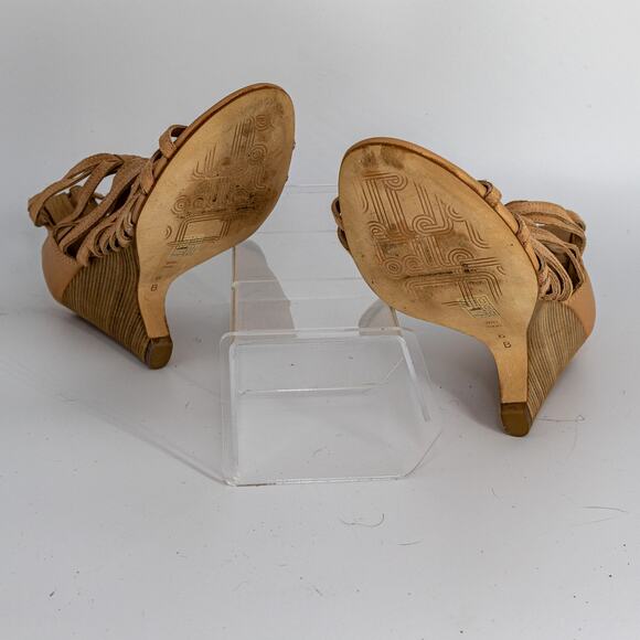 Belle Sigerson Morrison Wedge Sandals Tan Leather Gladiator US 6 EUC - Picture 14 of 14